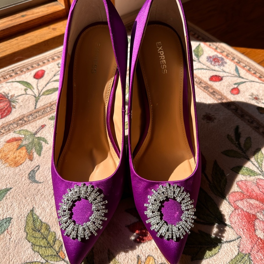 Express Violet Heels With Silver Embellishments - image 5